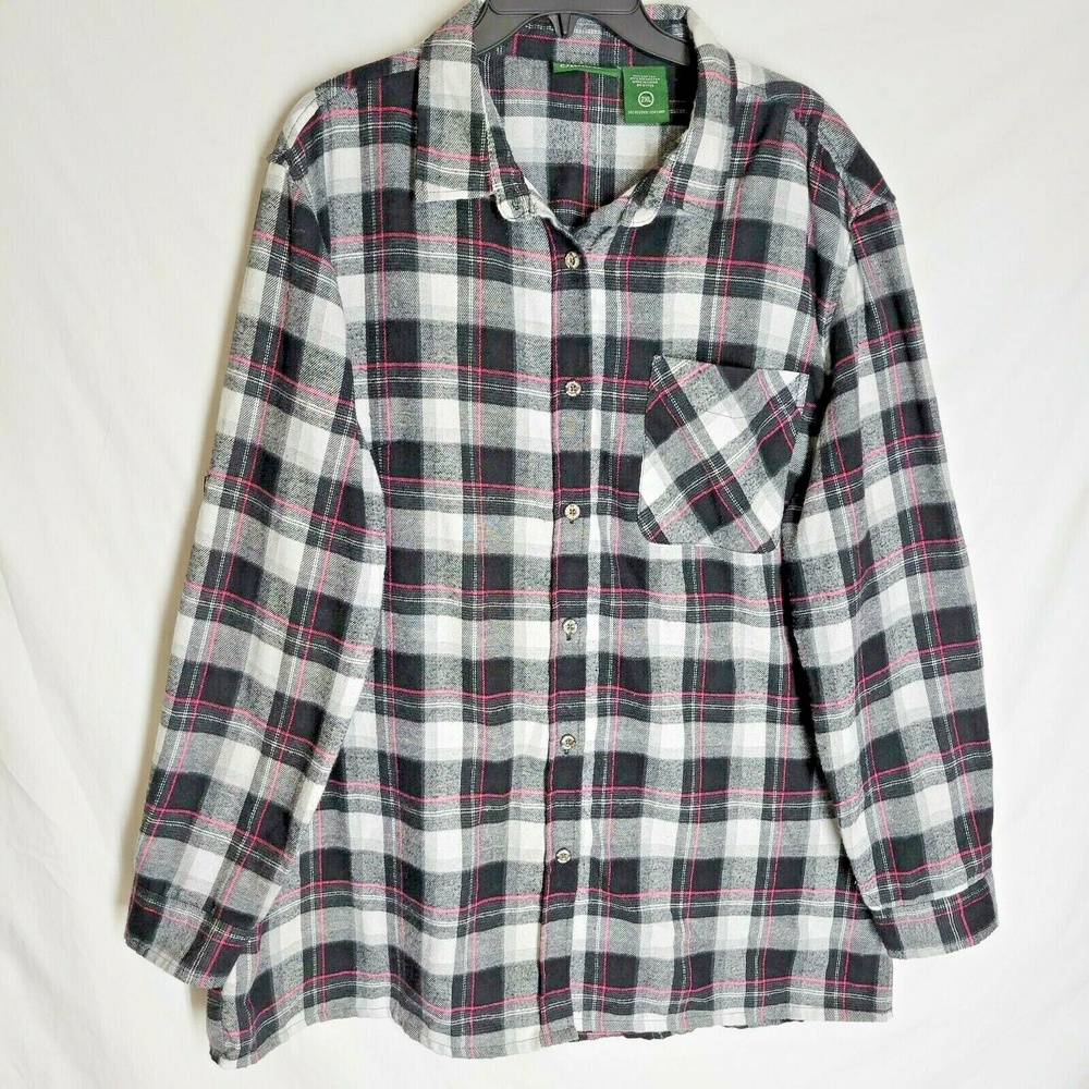 Stillwater Supply Co Womens Flannel Plaid Shirt Size 2XL Button Down Long Sleeve